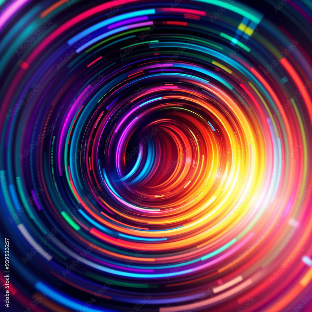 Vibrant multicolored swirl of light creating a tunnel effect Vibrant multicolored swirl of light creating a tunnel effect