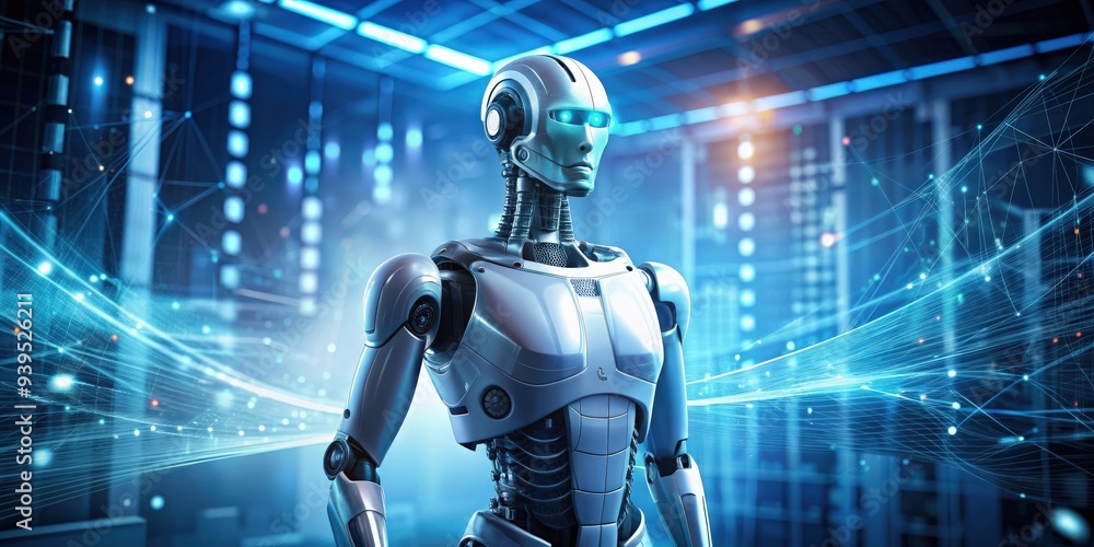 Abstract rendering of a futuristic bot background with digital elements, technology Abstract rendering of a futuristic bot background with digital elements, technology