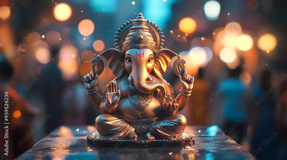 Fototapeta premium Exquisite Ganesha Statue: A Symbol of Wisdom, Prosperity, and Divine Blessings.