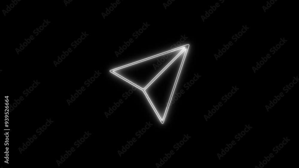 Neon Send Icon - HD Animated Design with Linear Symbol on Black Background Neon Send Icon - HD Animated Design with Linear Symbol on Black Background