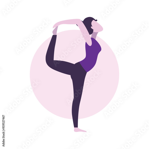 Flat Design Illustration of Woman Practicing Yoga