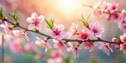 Beautiful peach blossom on tree branch , spring, pink, flowers, bloom, nature, tree, petals, delicate, garden, fresh