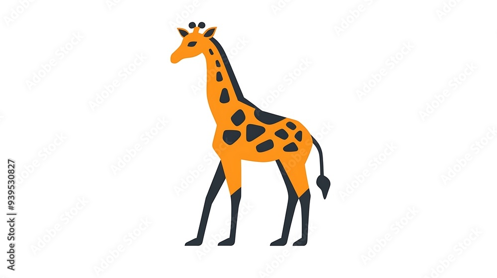 Fototapeta premium Elegant Giraffe Logo Design with Simple Shapes and Striking Orange Black Color Palette on White Background in Flat Style