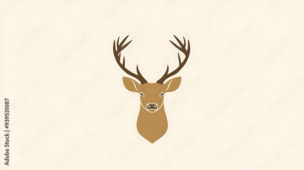 Elegant Minimalist Deer Logo in Brown and Beige - Vector Graphic Design on White Background in Flat Style Elegant Minimalist Deer Logo in Brown and Beige - Vector Graphic Design on White Background in Flat Style