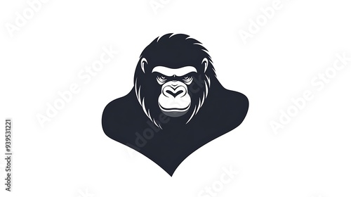 Powerful Gorilla Logo Design in Minimalistic Vector Style on White Background