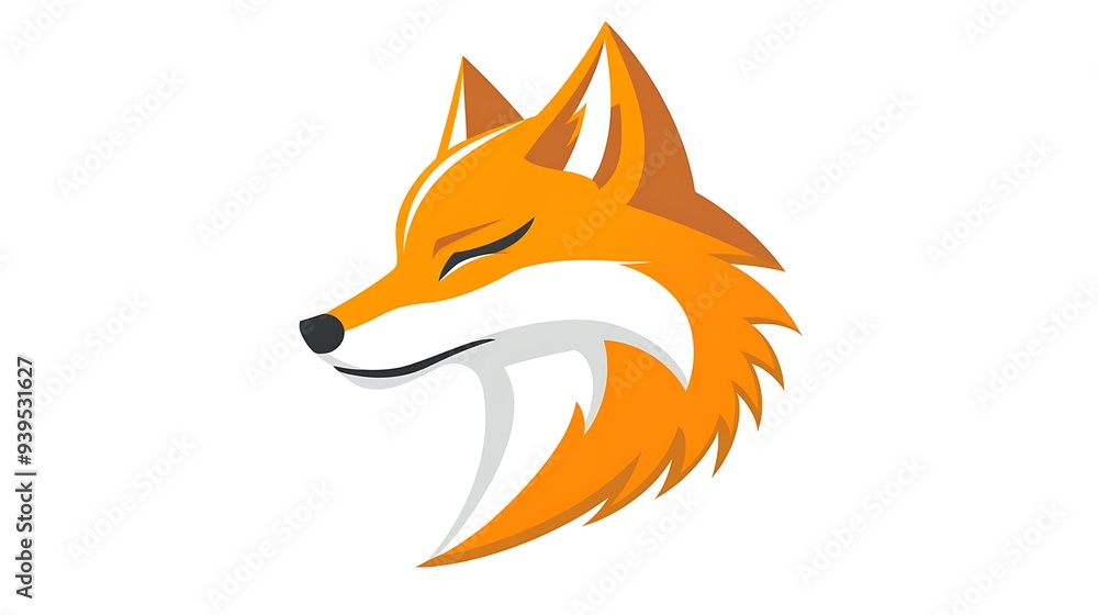Clever Fox Logo Vector in Modern Flat Design with Orange Highlights for Sports Team Mascot - High Resolution Profile View Clever Fox Logo Vector in Modern Flat Design with Orange Highlights for Sports Team Mascot - High Resolution Profile View