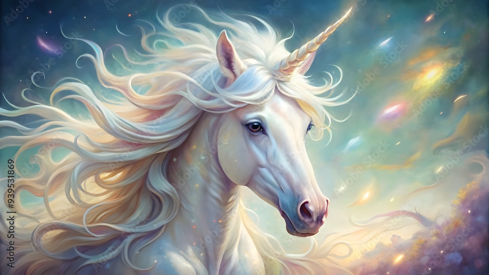 mystical unicorn in gentle pastels on a peaceful backdrop mystical unicorn in gentle pastels on a peaceful backdrop