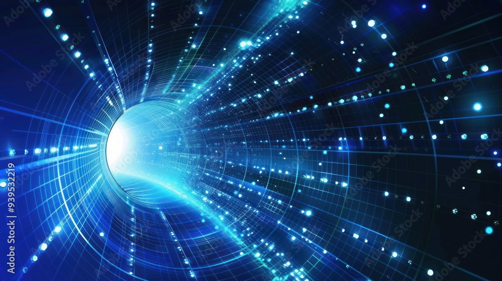 Abstract Digital Tunnel with Glowing Lights Abstract Digital Tunnel with Glowing Lights