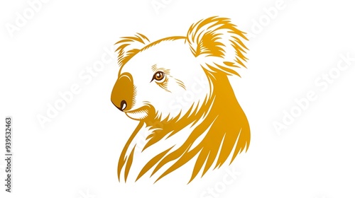 Majestic Golden Koala Side Profile Logo Vector Illustration on White Background photo