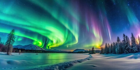 Rideaux  A stunning display of the aurora borealis lighting up a winter landscape , Aurora, borealis, northern lights, winter, cold  © Vibrant Visions Pixe