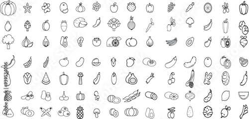 VEGETABLE AND FRUITS EDITABLE ICON SET 