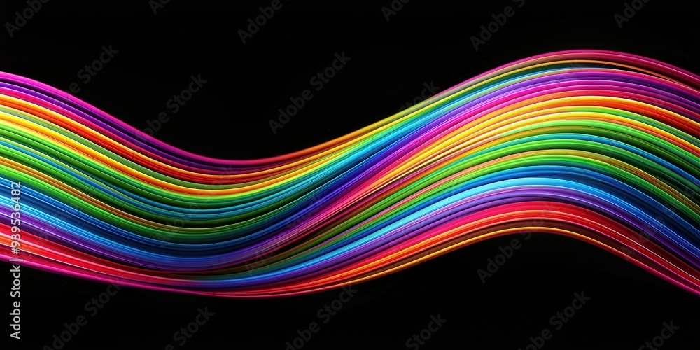 Multicolored lines on a black background creating abstract and vibrant patterns Multicolored lines on a black background creating abstract and vibrant patterns