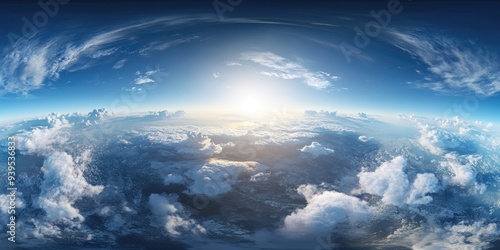 Fototapeta Naklejka Na Ścianę i Meble -  HDRI Earth: 360 Panoramic Projection of Earth's Landscape and Nature from Orbit