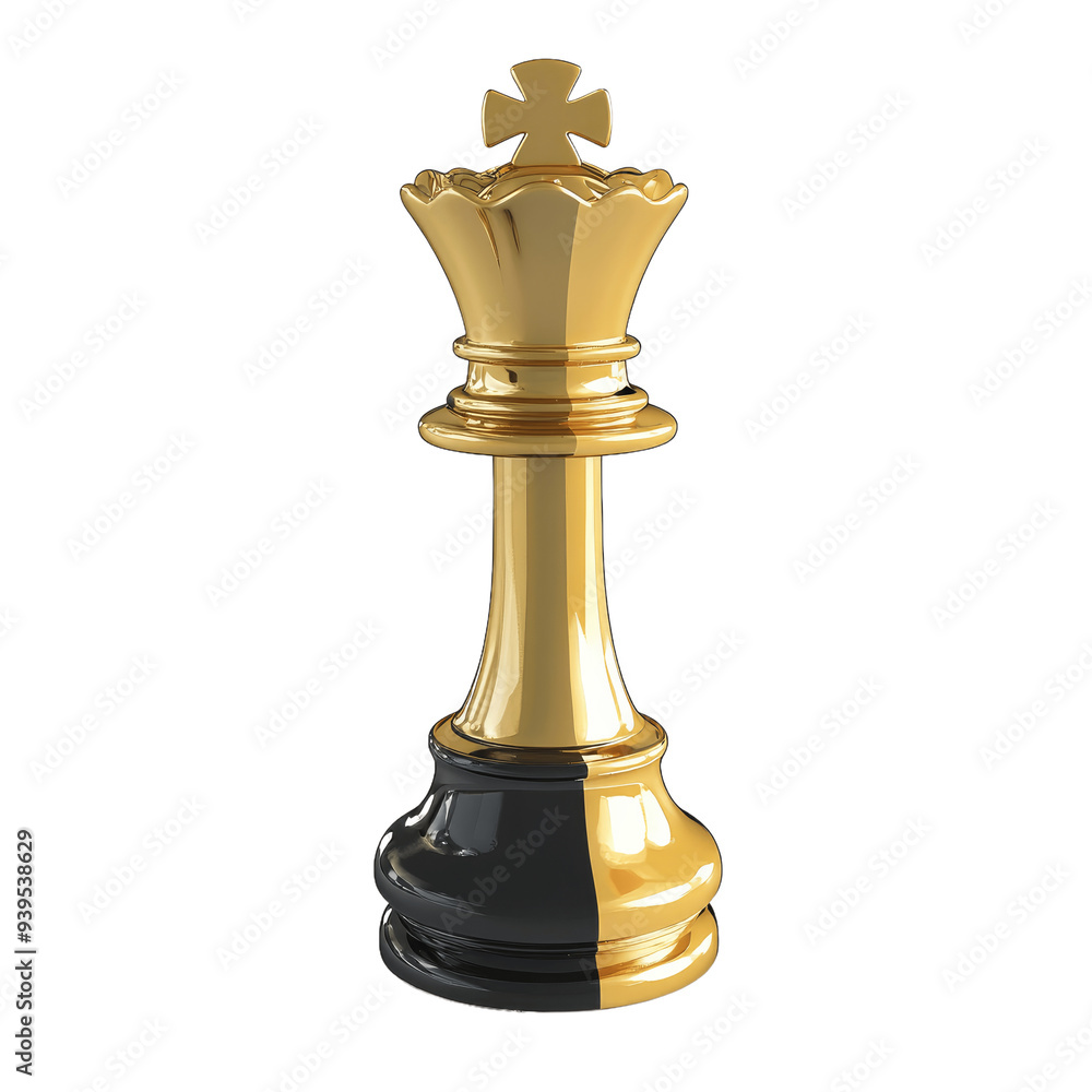 Chess Piece Golden and black King 3D illustration isolated on transparent background Chess Piece Golden and black King 3D illustration isolated on transparent background