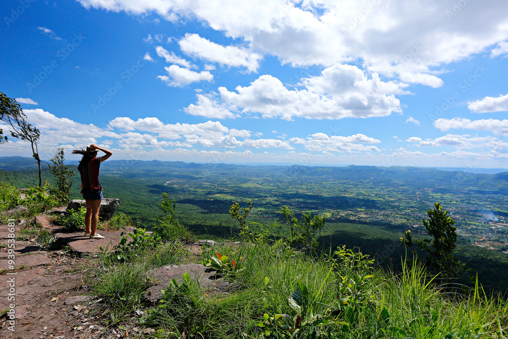 Obraz premium Scenery of Pha Hum Hod or Hum Hod Cliff at Sai Thong National Park in Chaiyaphum Province, Thailand 