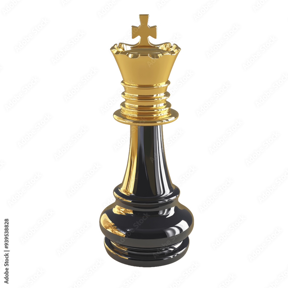 Chess Piece Golden and black King 3D illustration isolated on transparent background Chess Piece Golden and black King 3D illustration isolated on transparent background