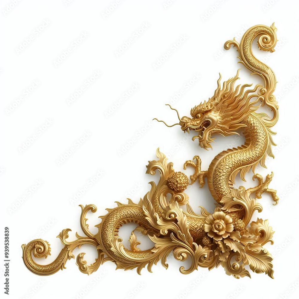 Fototapeta premium golden ornament frame and corner design. generative AI