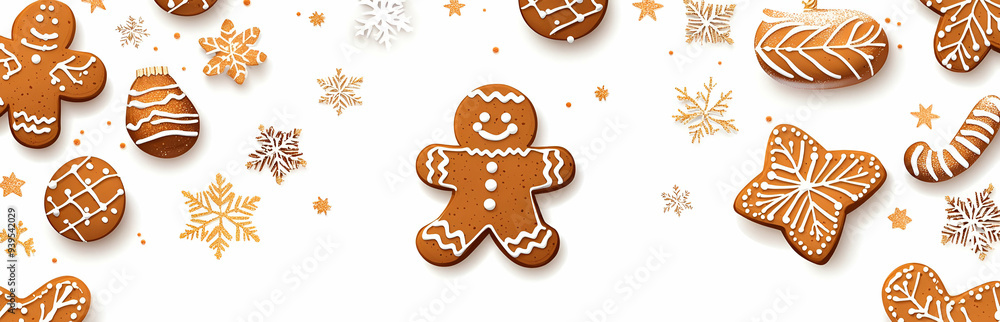 A festive arrangement of decorated gingerbread cookies, perfect for holiday celebrations and winter-themed projects. A festive arrangement of decorated gingerbread cookies, perfect for holiday celebrations and winter-themed projects.