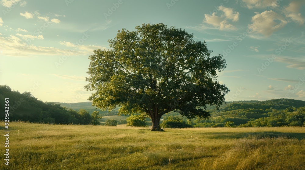 Obraz premium Solitary Tree in a Green Field