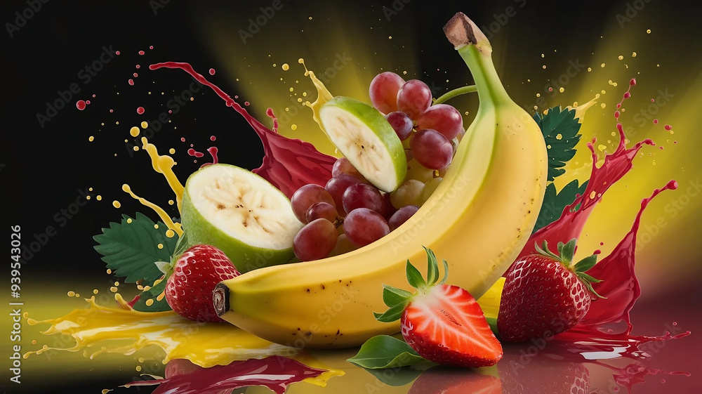 Colorful multi-vitamin fruit and juice splash variations on isolated background. Ai generated Colorful multi-vitamin fruit and juice splash variations on isolated background. Ai generated