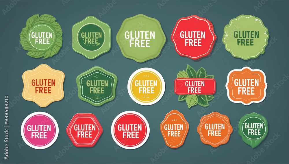Obraz premium different stickers with the inscription gluten free