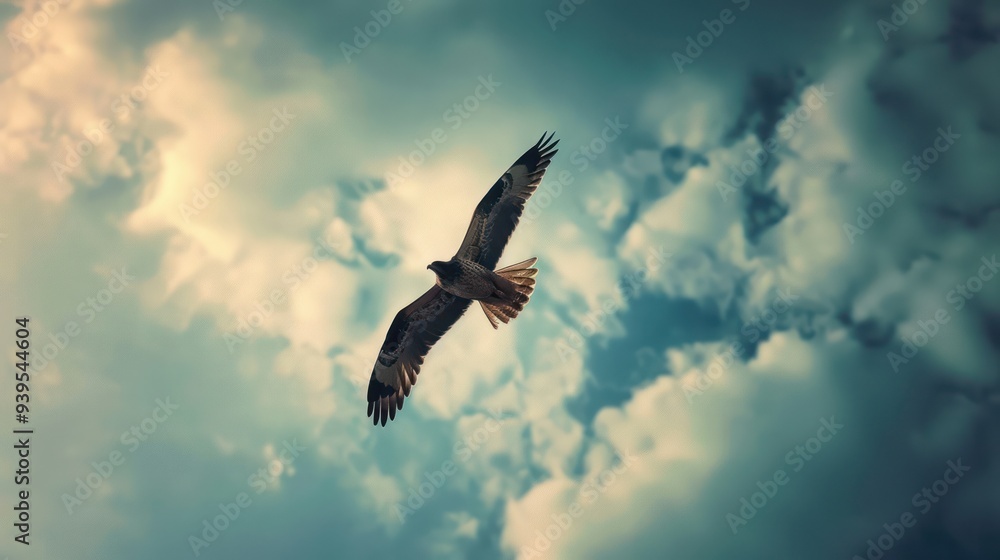 Hawk soaring high in the sky Hawk soaring high in the sky