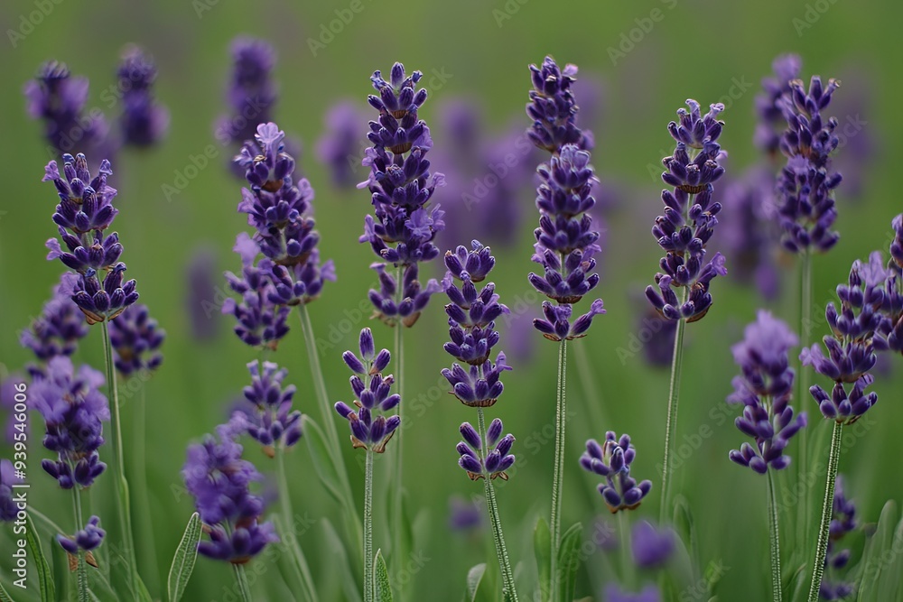 Fototapeta premium A close-up shot of purple lavender flowers blooming in a field.