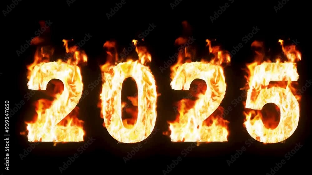 Holiday dark background with 2025 fiery number as a symbol of Christmas and a happy New Year. AI generation. Holiday dark background with 2025 fiery number as a symbol of Christmas and a happy New Year. AI generation.