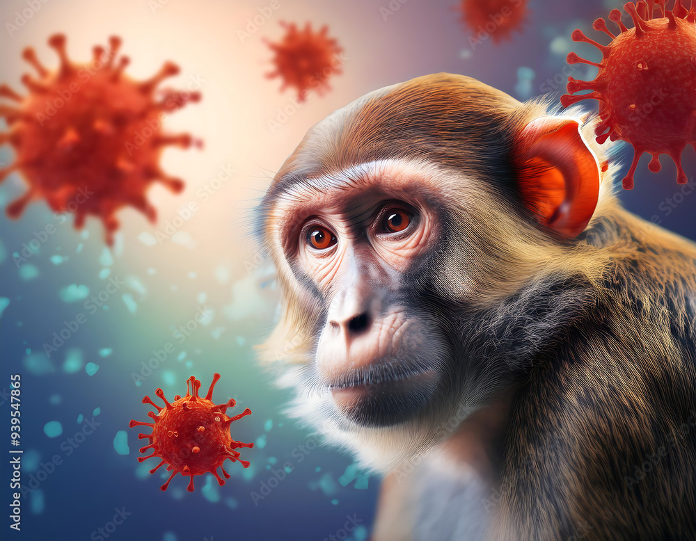 sad mpox monkey monkeypox virus cells visualization mpox outbreak ...