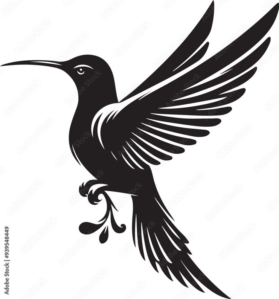 Colibri Black Silhouette Vector Illustration Colibri Black Silhouette Vector Illustration
