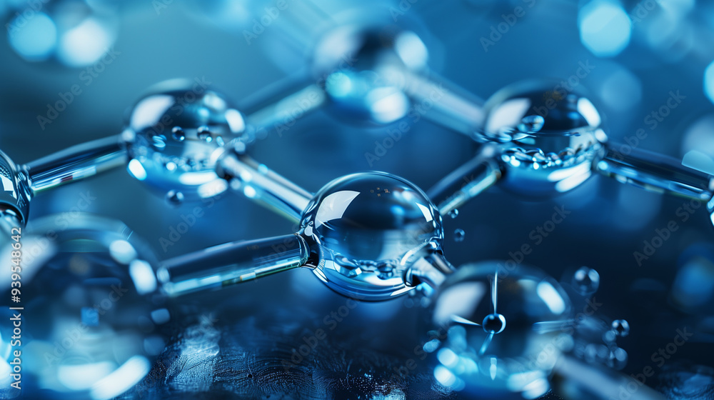 Abstract scientific backdrop with a glass polymer model Abstract scientific backdrop with a glass polymer model