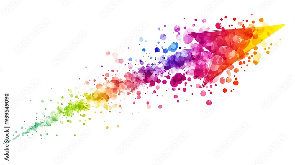 Fototapeta premium Vibrant Ink Droplets Lightning Bolt on White Background - Abstract Vector Illustration of Colorful Splash Pattern for Design Projects