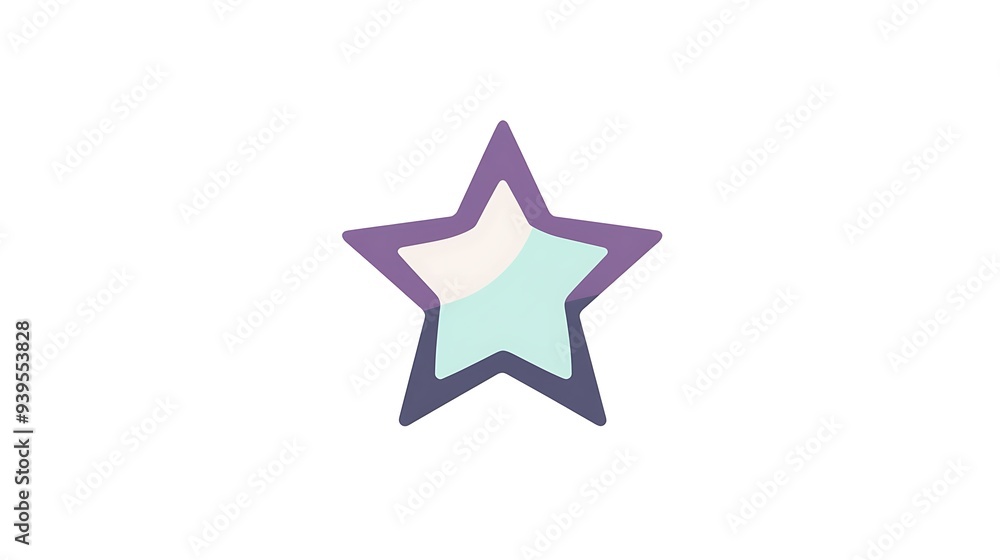 Minimalistic Star Icon in Light Mint and Dark Purple Colors on White Background Minimalistic Star Icon in Light Mint and Dark Purple Colors on White Background