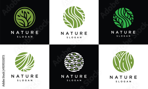 Leaf design concept collection, leaf template logo made with lines