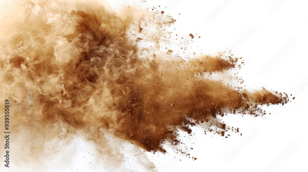 Dust explosion on a white background Dust explosion on a white background