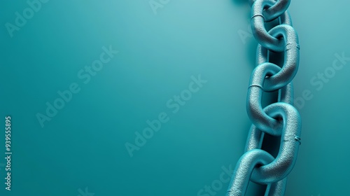 Metallic Chain on Blue Background