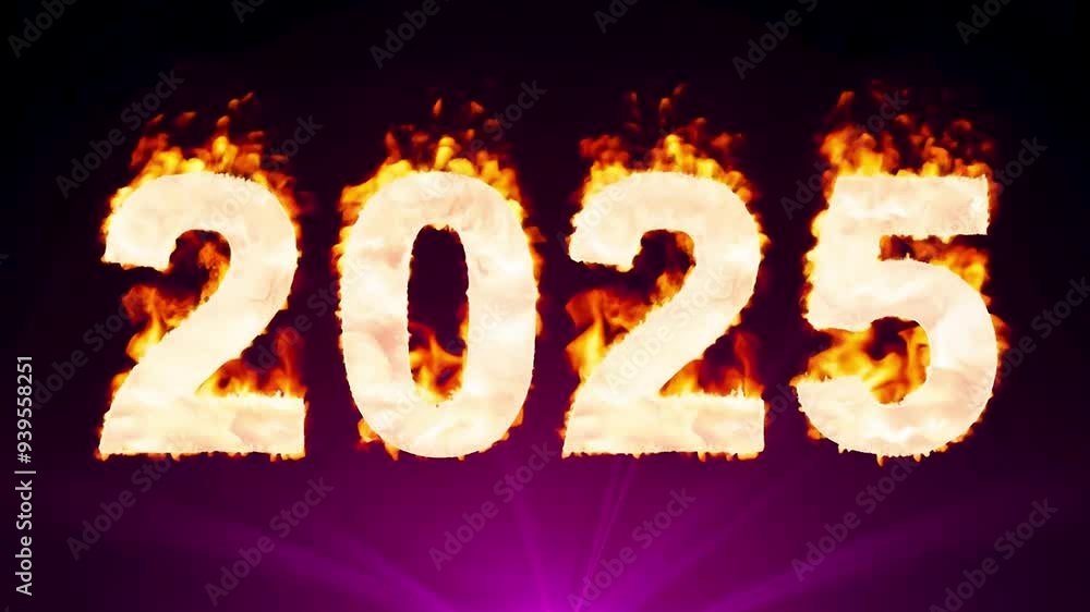 Burning 2025 fiery digit for happy Christmas New Year celebration, holiday dark template. AI generation. Burning 2025 fiery digit for happy Christmas New Year celebration, holiday dark template. AI generation.
