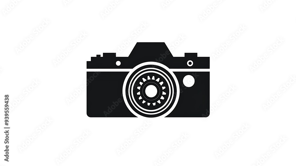 Modern Camera and Lens Logo Design in Vector Graphic - Professional Black and White Geometric Shapes Concept