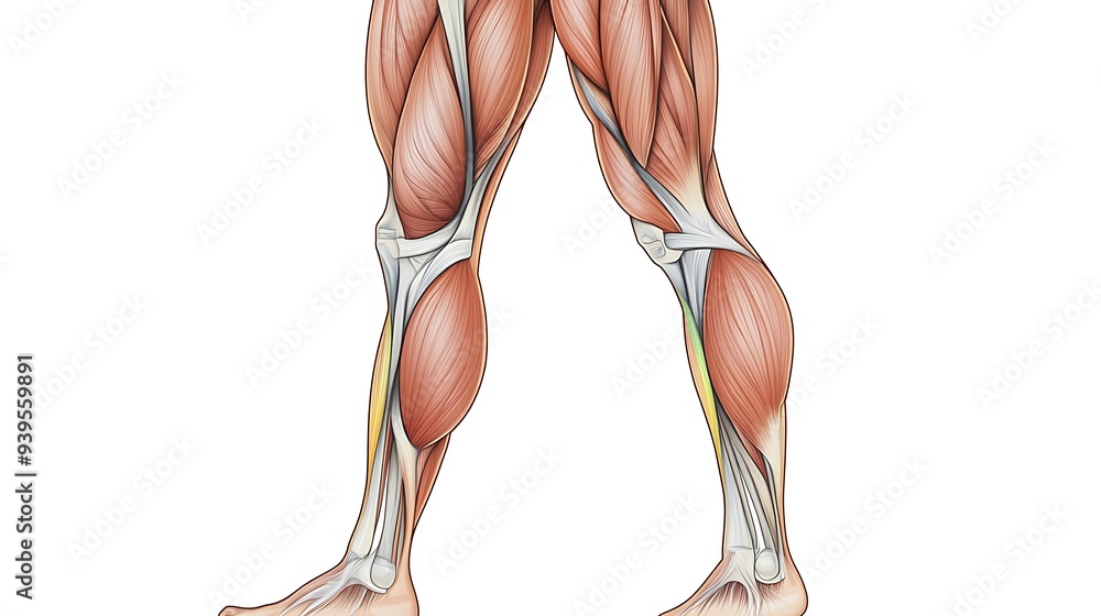 Detailed Vector Illustration of Hamstring Muscles with Colored Lines ...