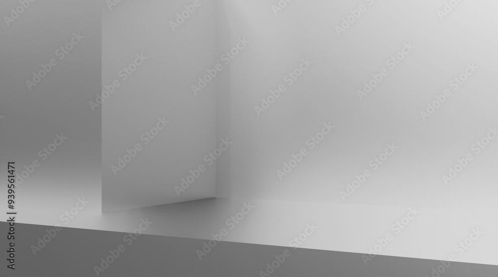 White background for product presentation with shadows and light. Empty podiums on white color. Mockup. Studio scene for product display on white background. White background for product presentation with shadows and light. Empty podiums on white color. Mockup. Studio scene for product display on white background.