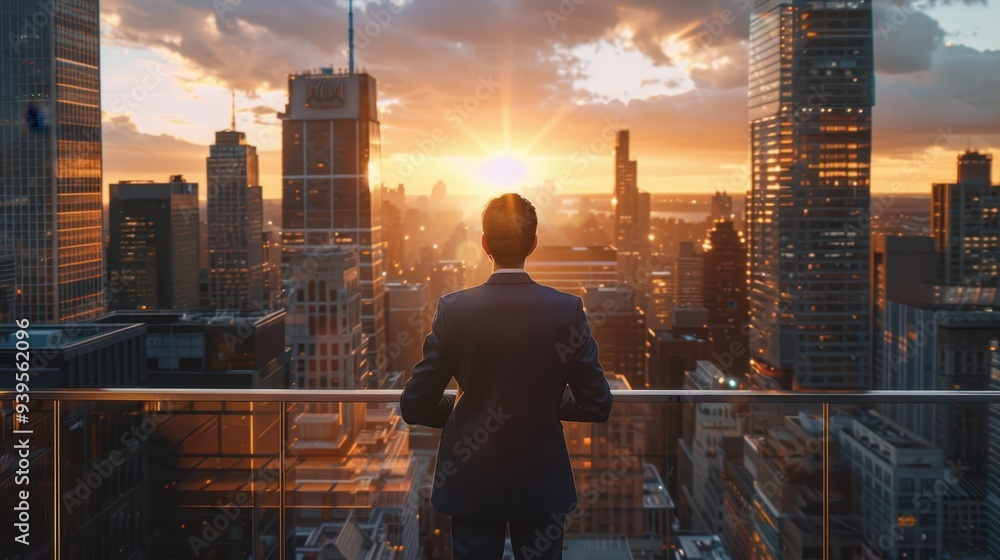 the businessman overlooking city the businessman overlooking city