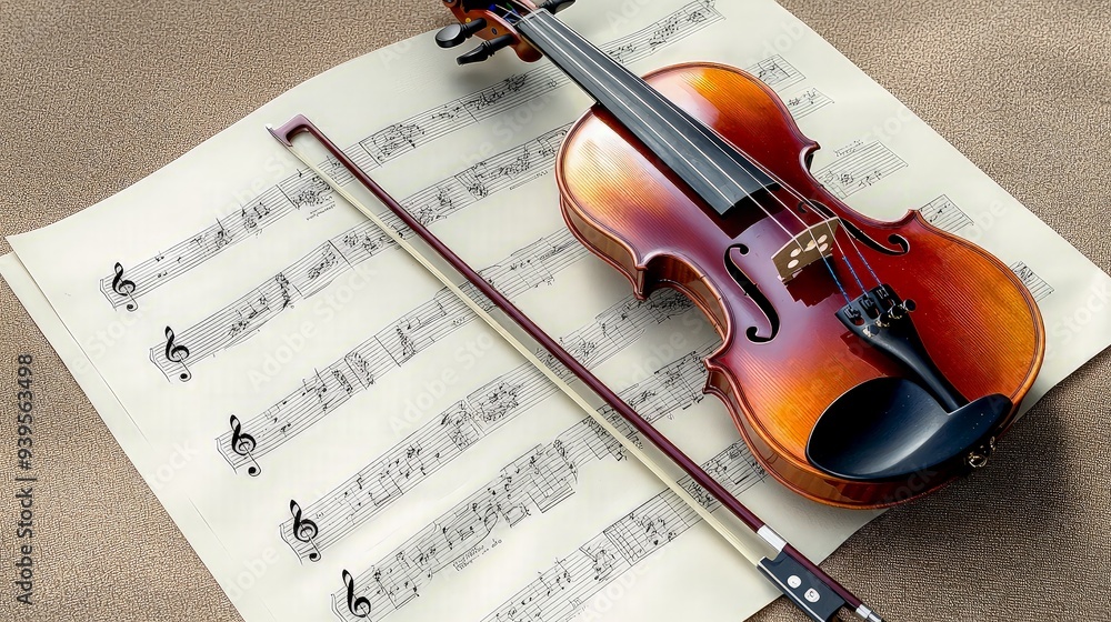 Fototapeta premium Violin and Sheet Music