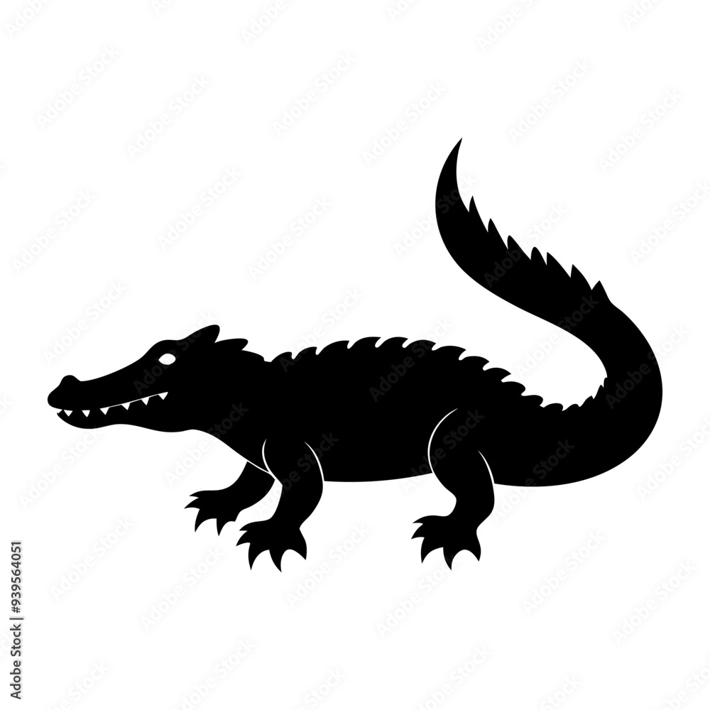 Fototapeta premium A silhouette crocodile or alligator vector illustration