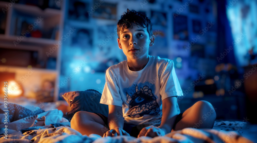 young boy enjoying a video game