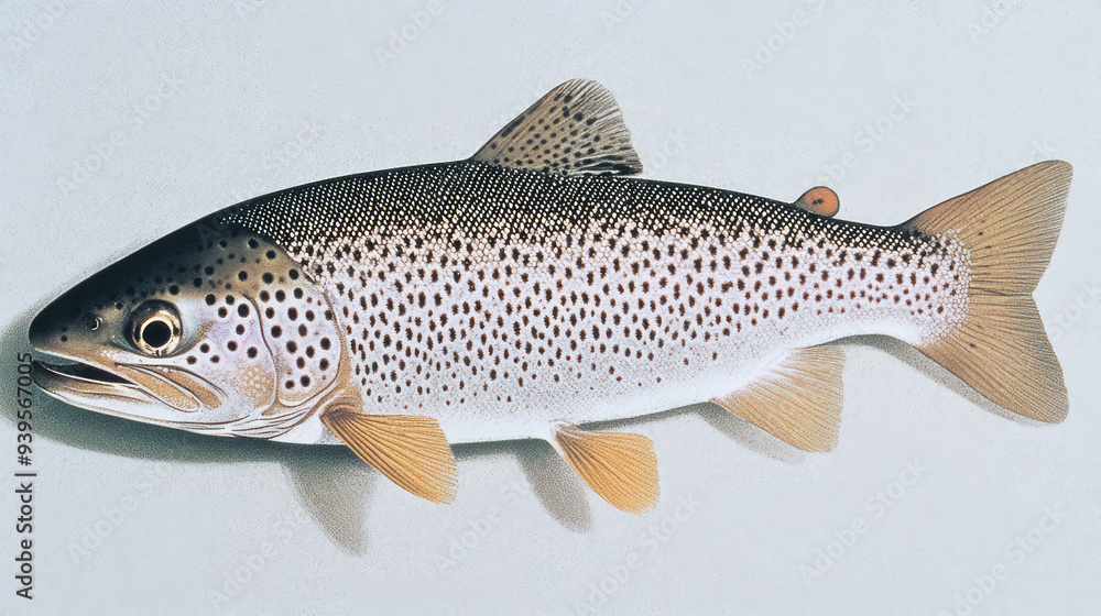 An intricate side view of a spotted fish in the ocean, highlighting its ...