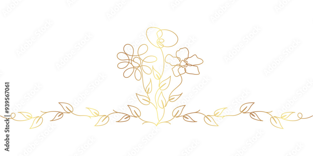 Vector illustration of golden decorative flower line art style eps 10 Vector illustration of golden decorative flower line art style eps 10