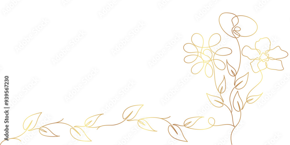 Vector illustration of golden decorative flower line art style eps 10 Vector illustration of golden decorative flower line art style eps 10