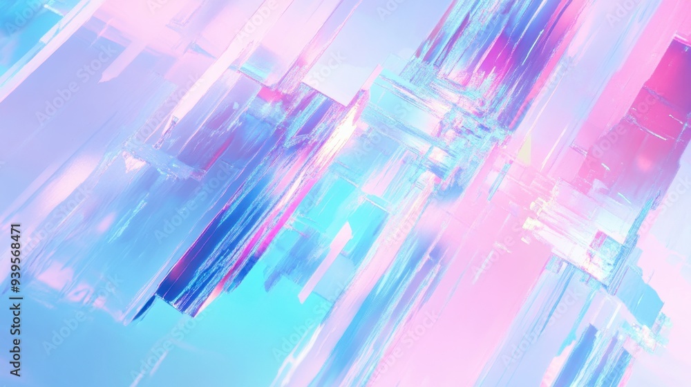 Distorted digital glitch in pastel hues of blue, mint, and pink, creating a retro cyberpunk aesthetic. Distorted digital glitch in pastel hues of blue, mint, and pink, creating a retro cyberpunk aesthetic.
