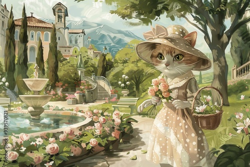 Elegant Cat in a Garden