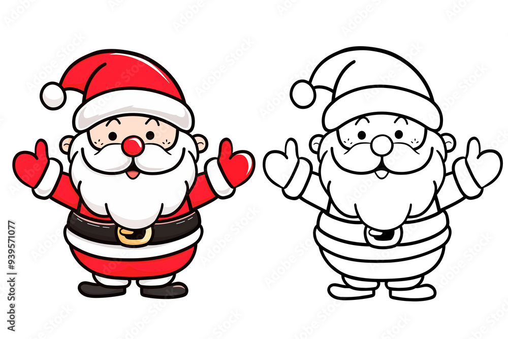 Cartoon fruits, funny drawn santa with contour lines isolated on a transparent background. Simple Christmas Clip Art, Printable santa Coloring Page. Simple coloring book for children. Cartoon fruits, funny drawn santa with contour lines isolated on a transparent background. Simple Christmas Clip Art, Printable santa Coloring Page. Simple coloring book for children.